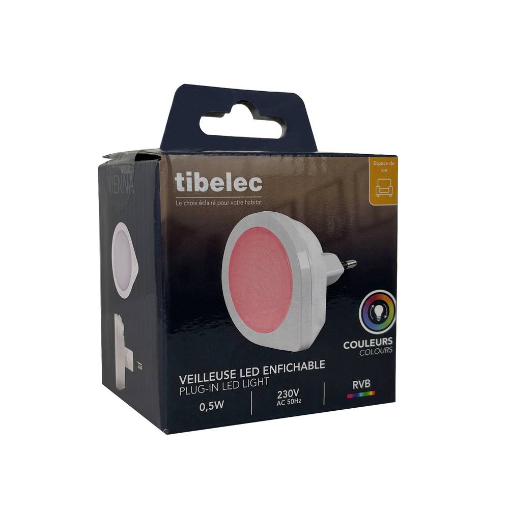 Veilleuse LED multicouleurs 0.4W, inter. poussoir - Tibelec-2