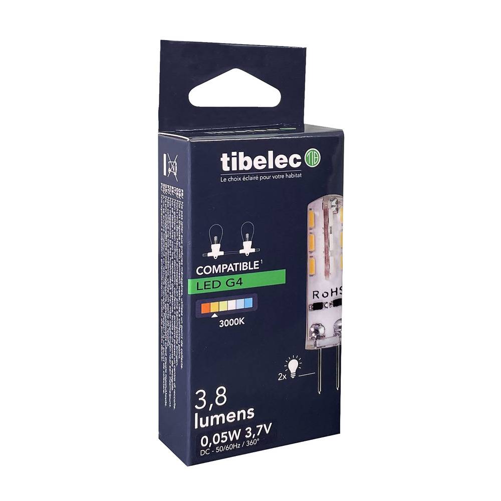 Lot 2 Ampoules LED G4 Diam. 10mm, 0.05W, 3.8 lumens, 3000K blanc chaud, basse consommation - Tibelec-3