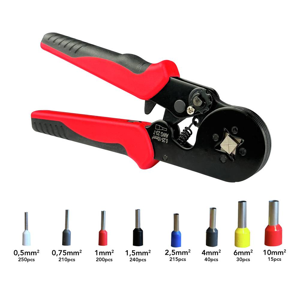 Coffret d'assortiment de 1200 embouts de cablage, 0.25 à 10mm2 + pince à sertir - Tibelec-3