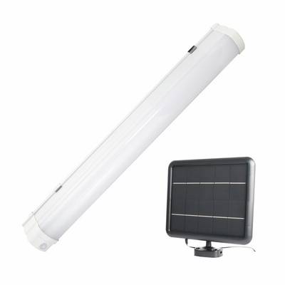 Réglette solaire LED long. 60cm, 5W, 850 lm, IP65, 4000K, batterie remplaçable, crépusculaire, garantie 3 ans - Tibelec-0