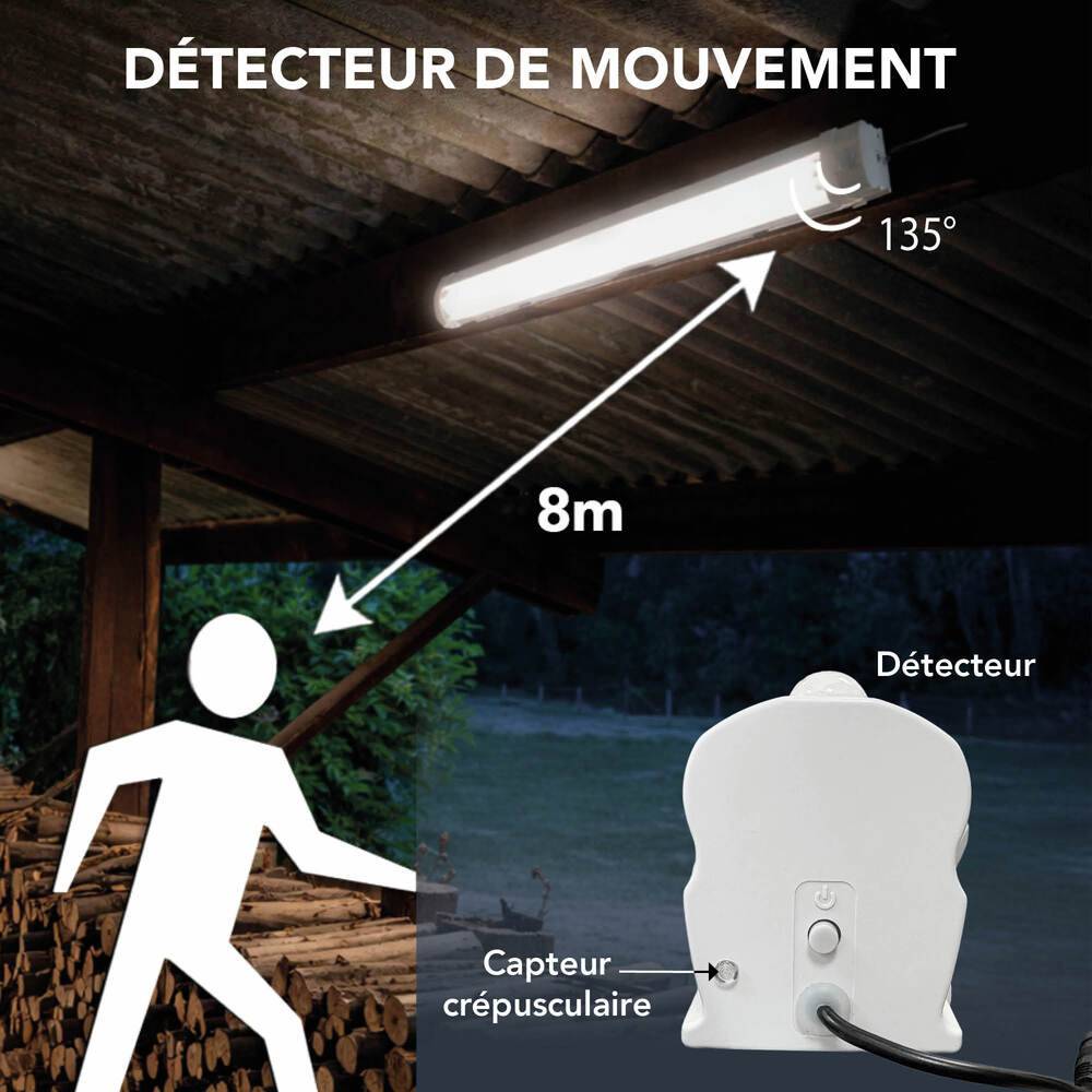 Réglette solaire LED long. 60cm, 5W, 850 lm, IP65, 4000K, batterie remplaçable, crépusculaire, garantie 3 ans - Tibelec-2
