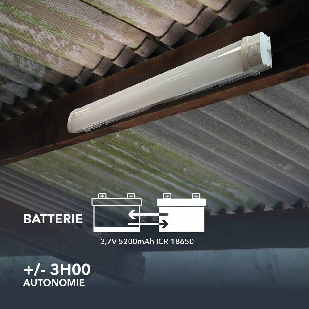 Réglette solaire LED long. 60cm, 5W, 850 lm, IP65, 4000K, batterie remplaçable, crépusculaire, garantie 3 ans - Tibelec-4