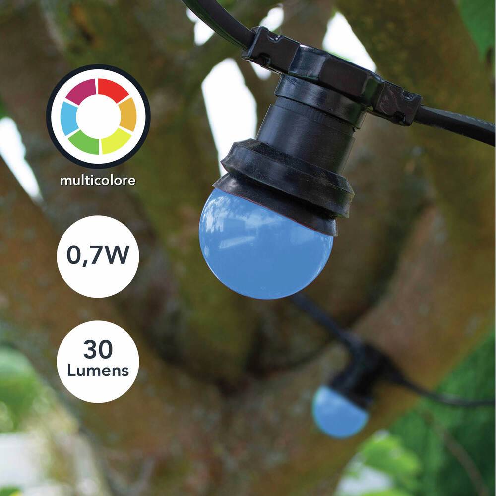 Pack de 5 Ampoules Sphériques LED Multicolores 0,7W - 30LM en Plastique, Culot E27 pour Guirlandes Guinguettes- TIBELEC-2