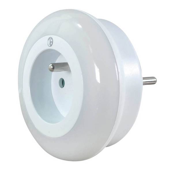 Veilleuse LED 2W, 12 lumens, 3500K blanc-chaud, avec prise, crépusculaire - Tibelec