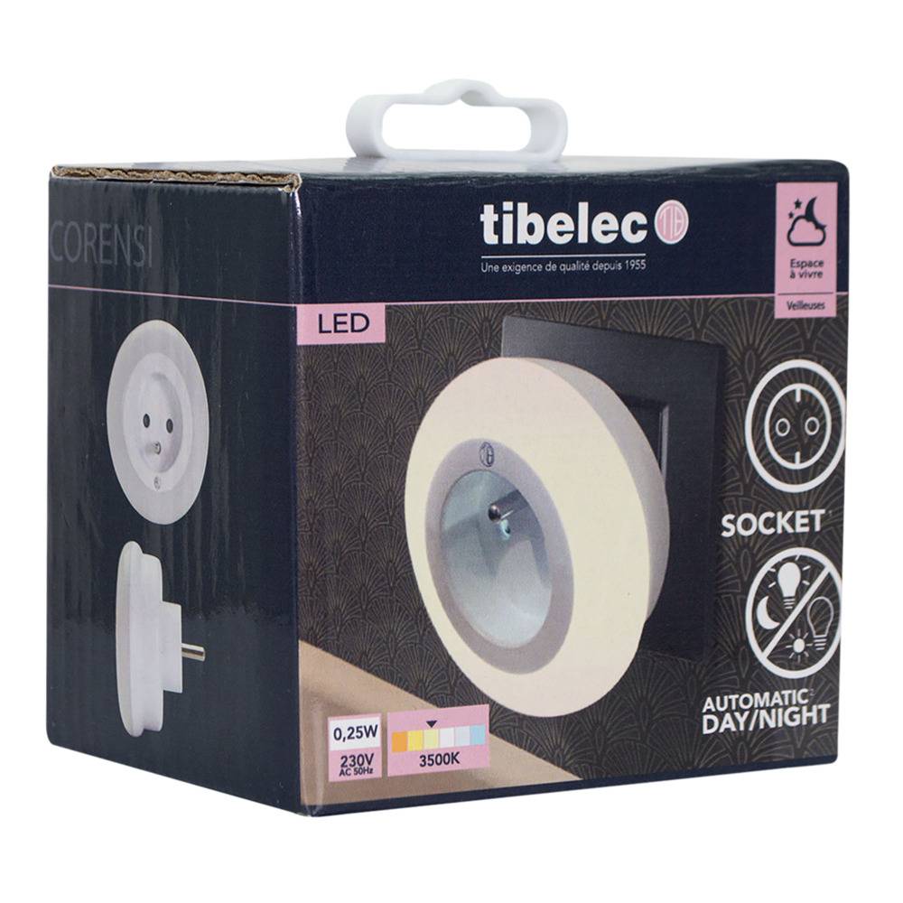 Veilleuse LED 2W, 12 lumens, 3500K blanc-chaud, avec prise, crépusculaire - Tibelec-4