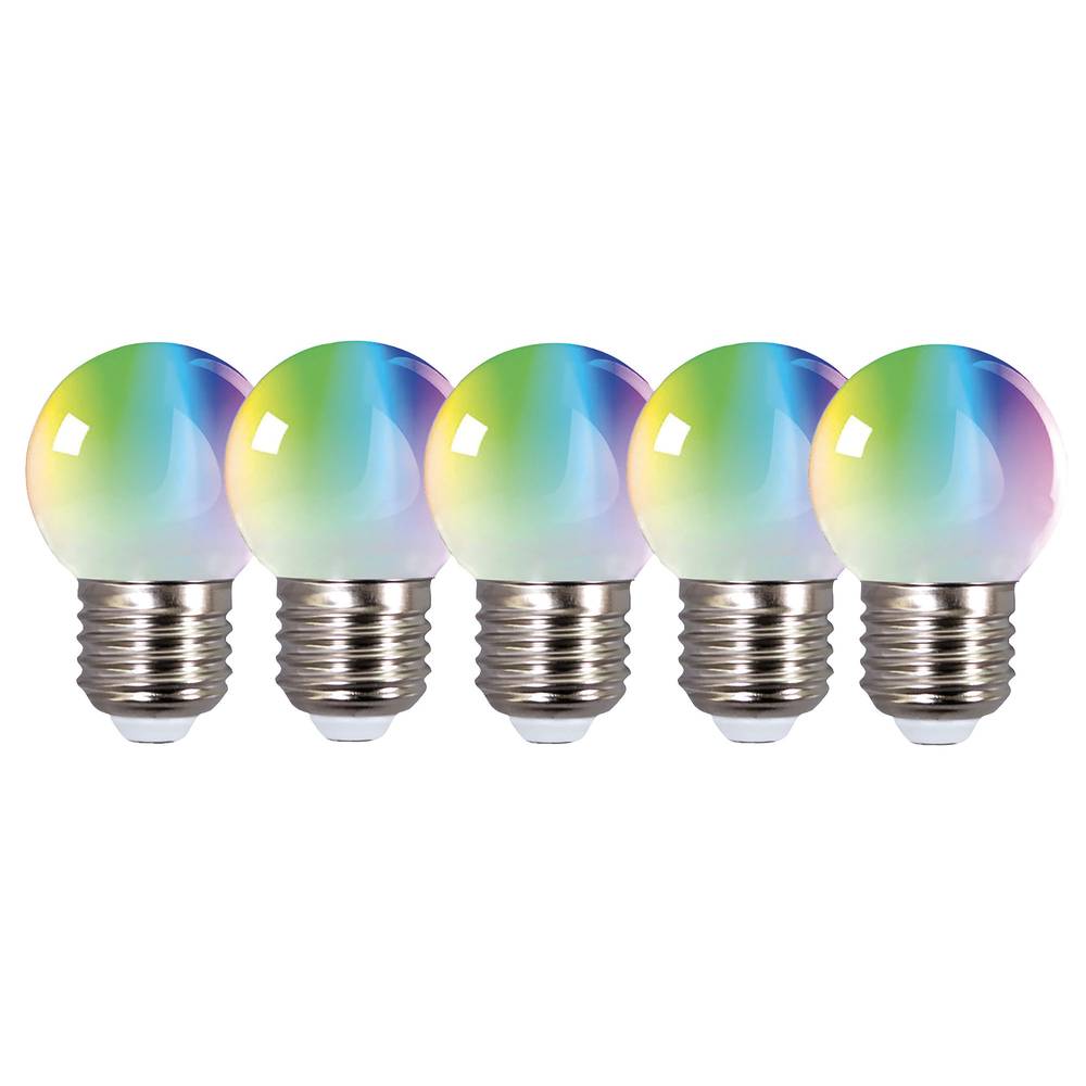 Pack de 5 Ampoules Sphériques LED RVB 0,8W - 50LM en Plastique, Culot E27 pour Guirlandes Guinguettess- TIBELEC-0