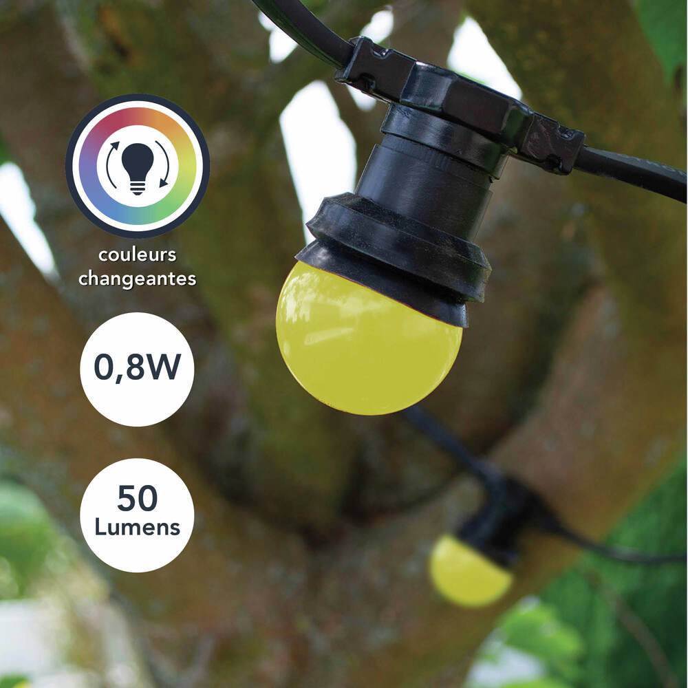 Pack de 5 Ampoules Sphériques LED RVB 0,8W - 50LM en Plastique, Culot E27 pour Guirlandes Guinguettess- TIBELEC-3