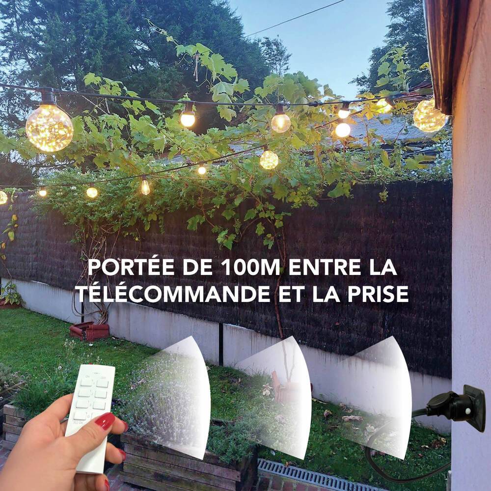 Prise extérieure IP44 à télécommande, 2300W, portée jusqu'à 100m - Tibelec-1
