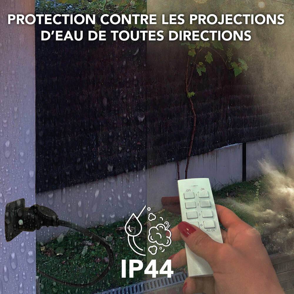 Prise extérieure IP44 à télécommande, 2300W, portée jusqu'à 100m - Tibelec-2