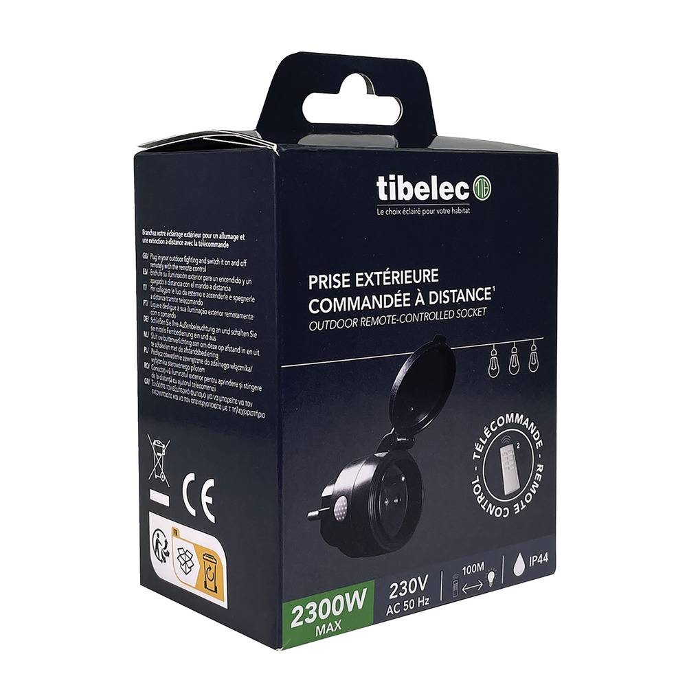 Prise extérieure IP44 à télécommande, 2300W, portée jusqu'à 100m - Tibelec-3