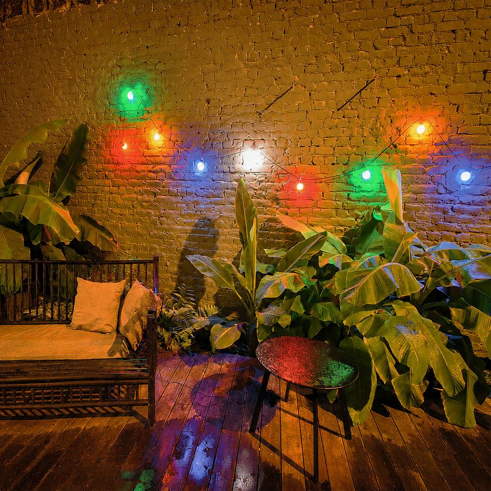 Guirlande Guinguette LED 8m, 10 ampoules multicouleur, 10 x 0,48W, 38 lumens, IP44, RVB - Tibelec-2