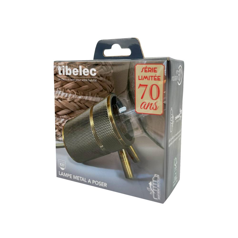 Douille métal E27 dorée précablée à poser, câble en tissu - Tibelec-3