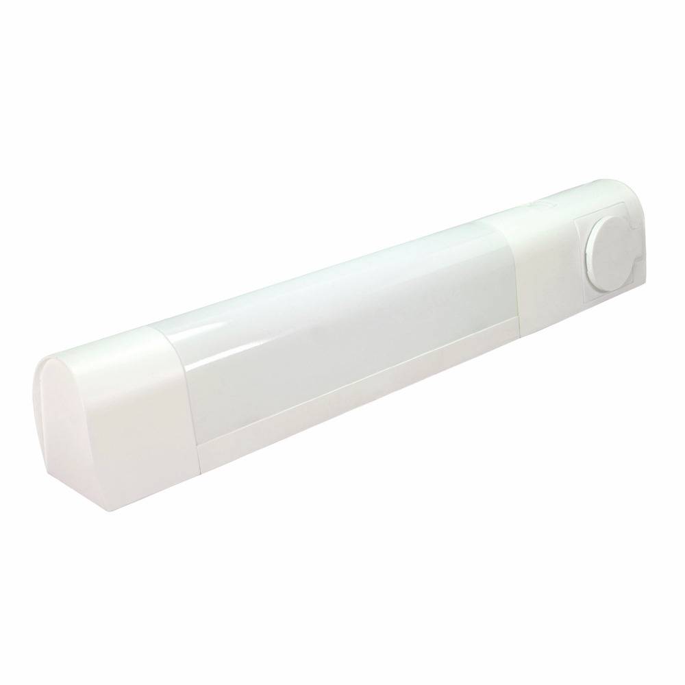 Applique sans tube + prise Blanc 13W max IP21 interrupteur on/off culot S19 bornier intégré Gar. 5 ans-0