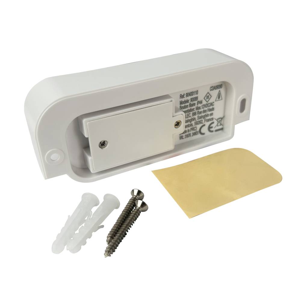 Bouton de carrillon à visière, filaire avec porte-étiquette, IP44, garantie 5 ans - Tibelec-1