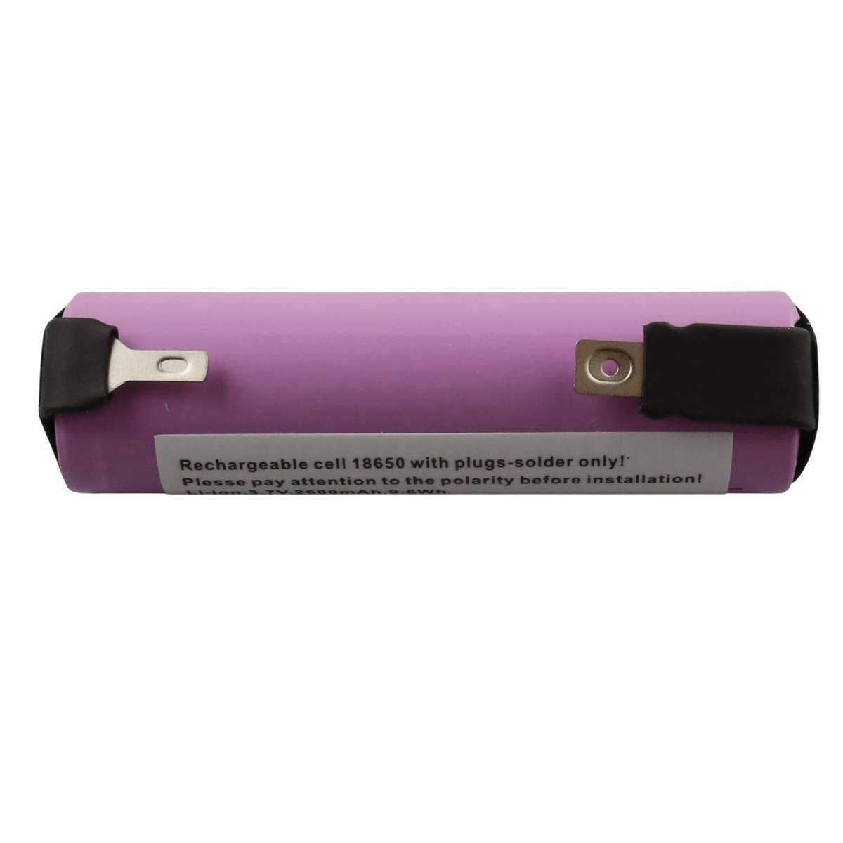 Batterie Cellule 18650 Li-ion 3,7V 2600mAh 9,6Wh avec Plats à Souder-2