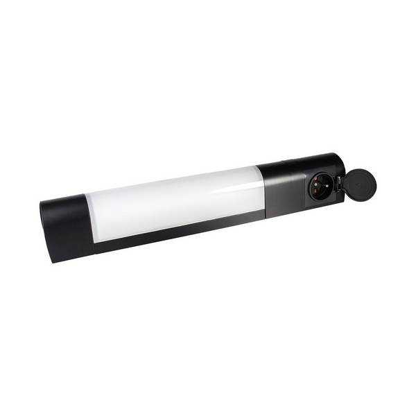 Applique LED + prise noir 7W, 500 lm, IP21, 4000K, interrupteur on/off, bornier intégré, garantie 5 ans - Tibelec