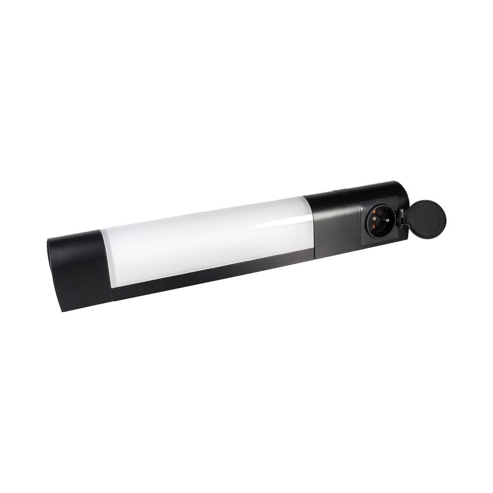 Applique LED + prise noir 7W, 500 lm, IP21, 4000K, interrupteur on/off, bornier intégré, garantie 5 ans - Tibelec-0