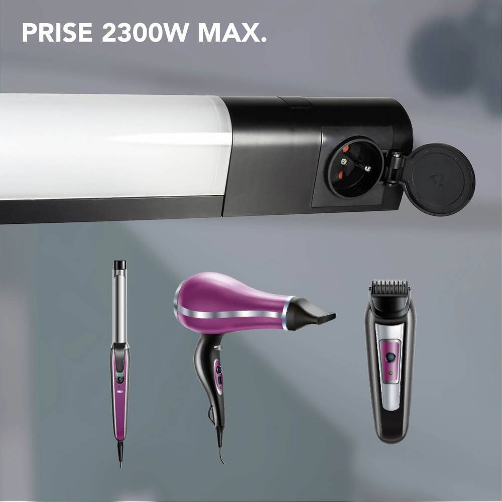 Applique LED + prise noir 7W, 500 lm, IP21, 4000K, interrupteur on/off, bornier intégré, garantie 5 ans - Tibelec-2