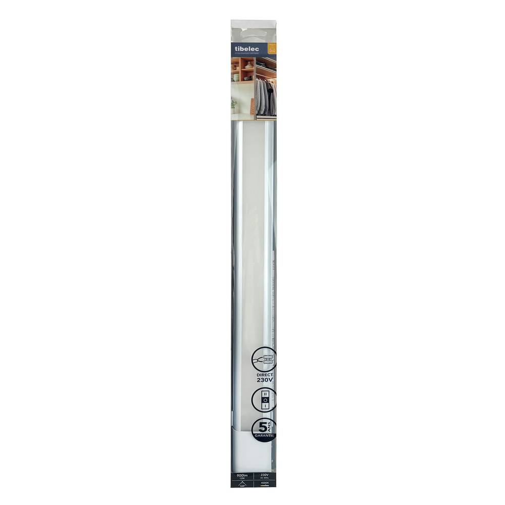 Réglette LED Blanc 12W, 900 lumens, 4000K, interrupteur on/off, bornier connexion intégrée, garantie 5 ans - Tibelec-4