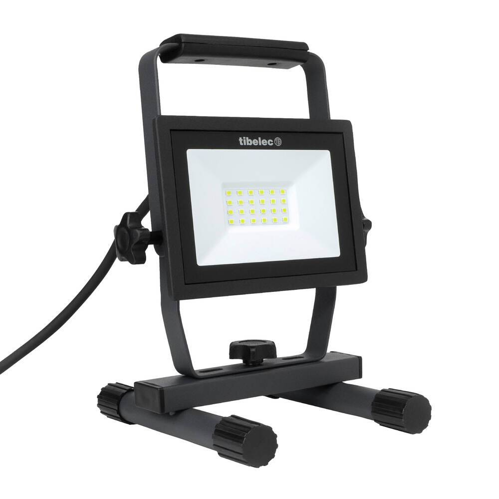 Projecteur LED de chantier filaire 20W, 1800 lumens, IP65, 4000K blanc-neutre - Tibelec-0