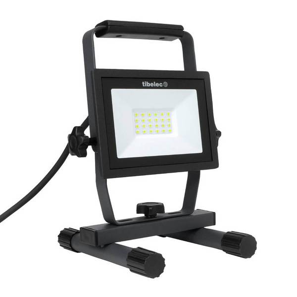 Projecteur LED de chantier filaire 20W, 1800 lumens, IP65, 4000K blanc-neutre - Tibelec