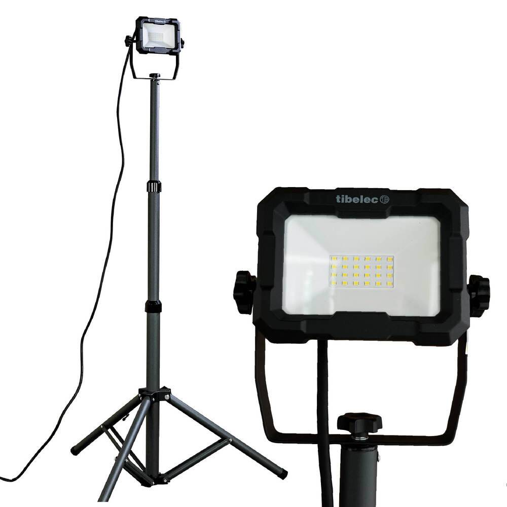 Projecteur LED de chantier filaire sur pied télescopique 20W, 1800 lumens, IP65, IK07, 4000K, garantie 3 ans - Tibelec-0