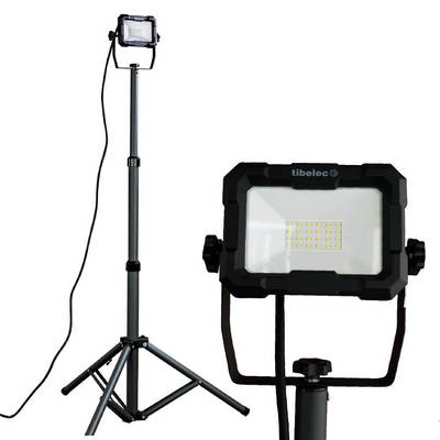 Projecteur LED de chantier filaire sur pied télescopique 20W, 1800 lumens, IP65, IK07, 4000K, garantie 3 ans - Tibelec-0