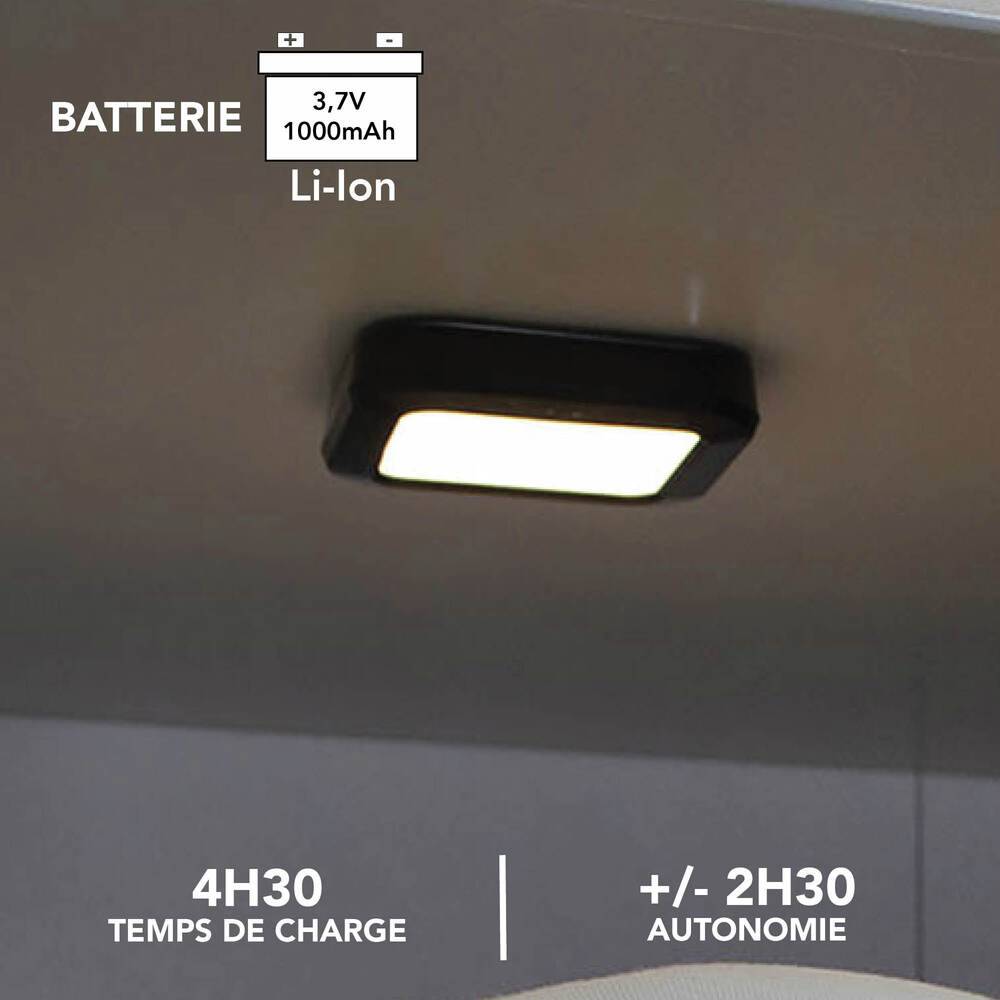 Spot LED noir 1.2W, 80 lm, 3000K, interrupteur infrarouge, recheargable, intensité variable, aimant à coller - Tibelec-3