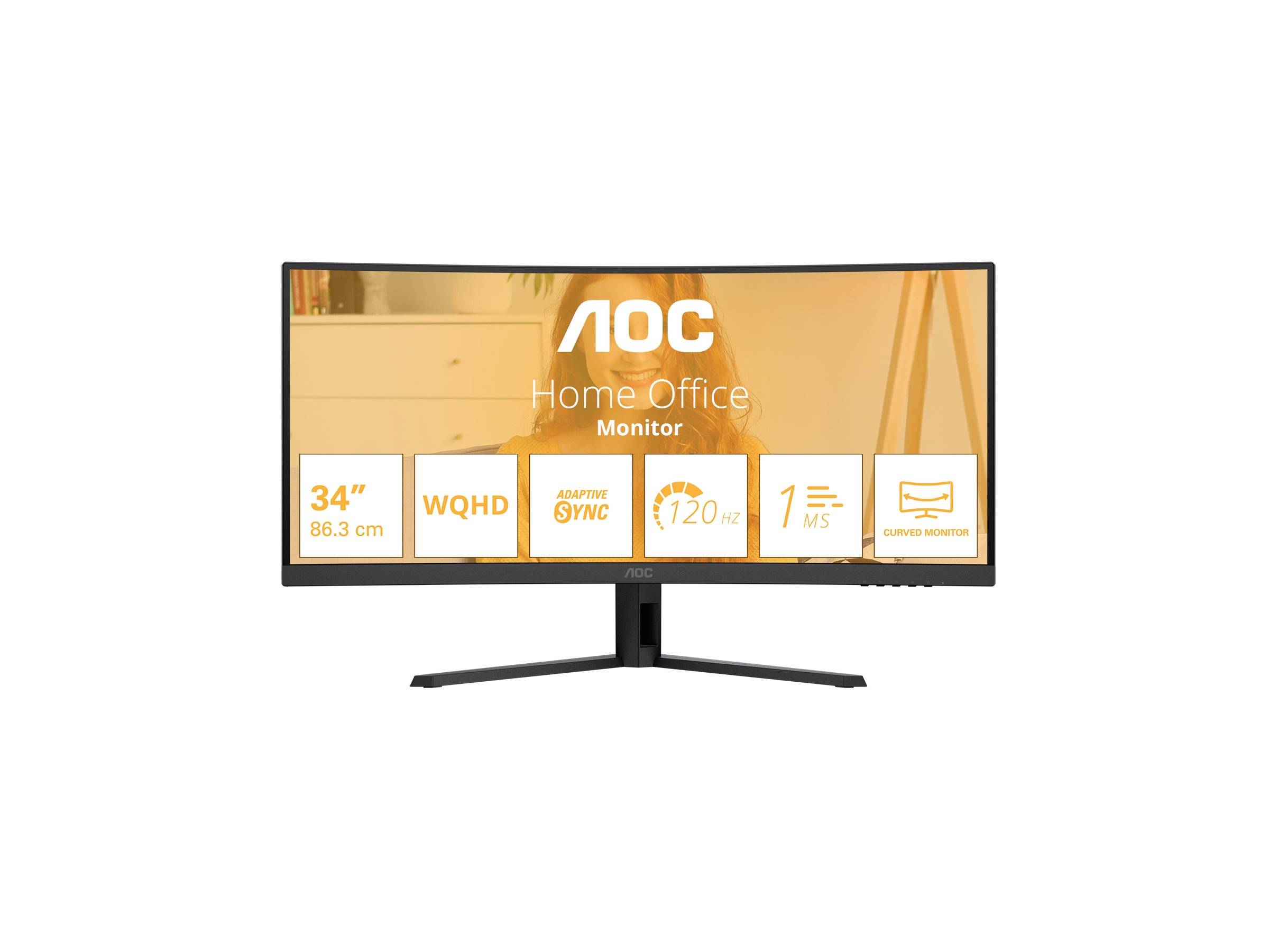 AOC B3 CU34B3E, 86,4 cm (34"), 3440 x 1440 pixels, Wide Quad HD, LED, 4 ms, Noir-0