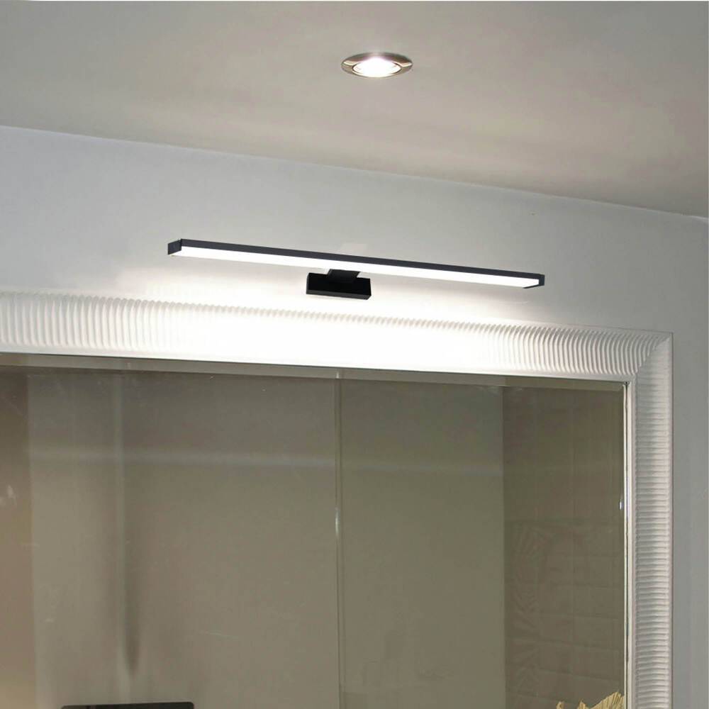 Réglette Miroir LED Noir 12W, 1000lumens, IP44, 4000K, bornier de connexion intégré, garantie 5 ans - Tibelec-1