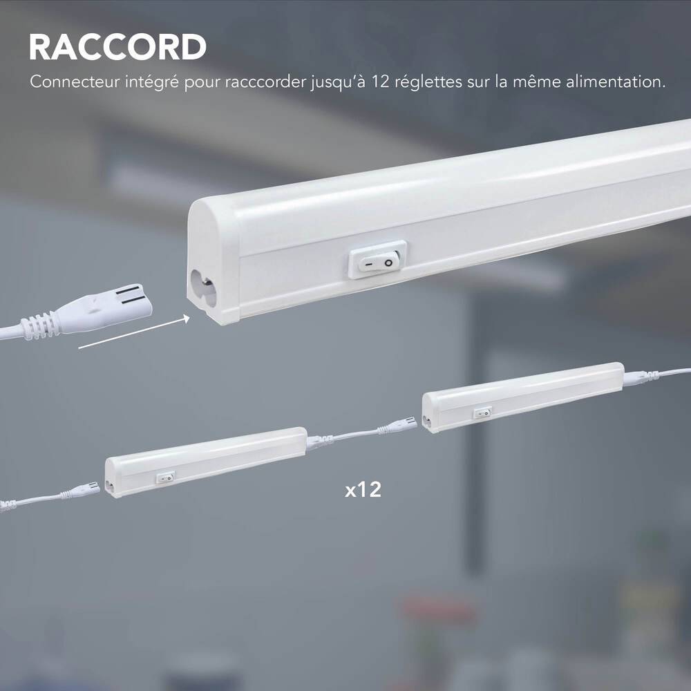 Réglette LED Blanc 13W, 1340 lumens, 4000K, interrupteur on/off, bornier de connexion intégré, garantie 5 ans - Tibelec-1