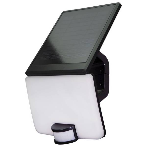 Projecteur Solaire LED Noir 11W 1400lm IP54 4000K détecteur de mouvement Inter 3 positions On/Off/Auto panneau amovible
