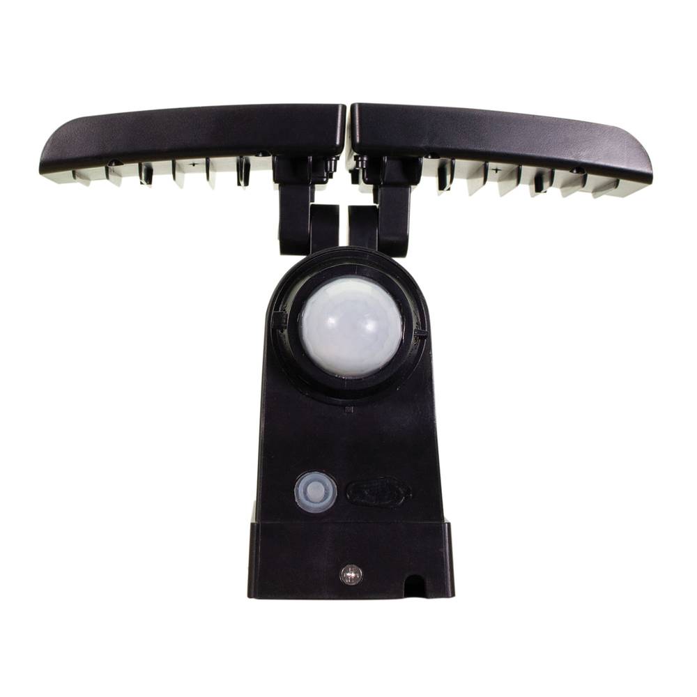 Projecteur Solaire LED Noir 2 têtes orientables 10W 685lm IP44 4000K détecteur de mouvement panneau déporté-1