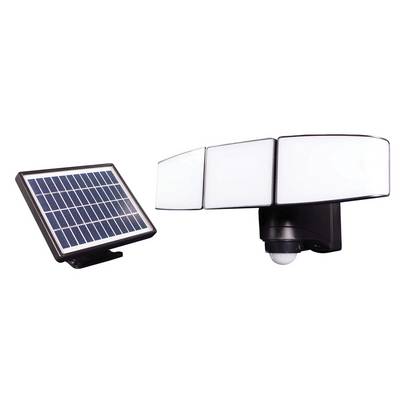 Projecteur Solaire LED Noir 3 têtes orientables 15W 930lm IP44 4000K détecteur de mouvement panneau déporté-0