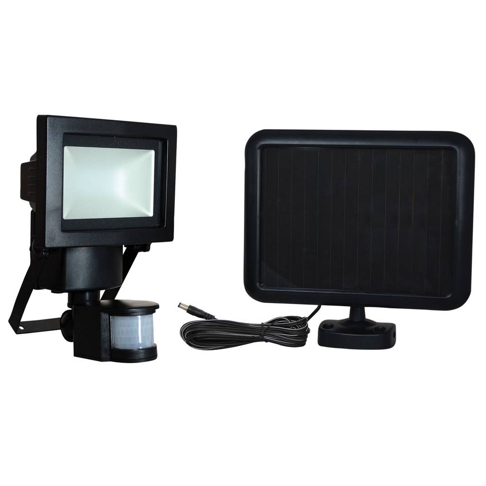 Projecteur Solaire LED Noir 7.5W 630lm IP44 6900K blanc-froid détecteur de mouvement Inter 3 positions On/Off/Auto-0