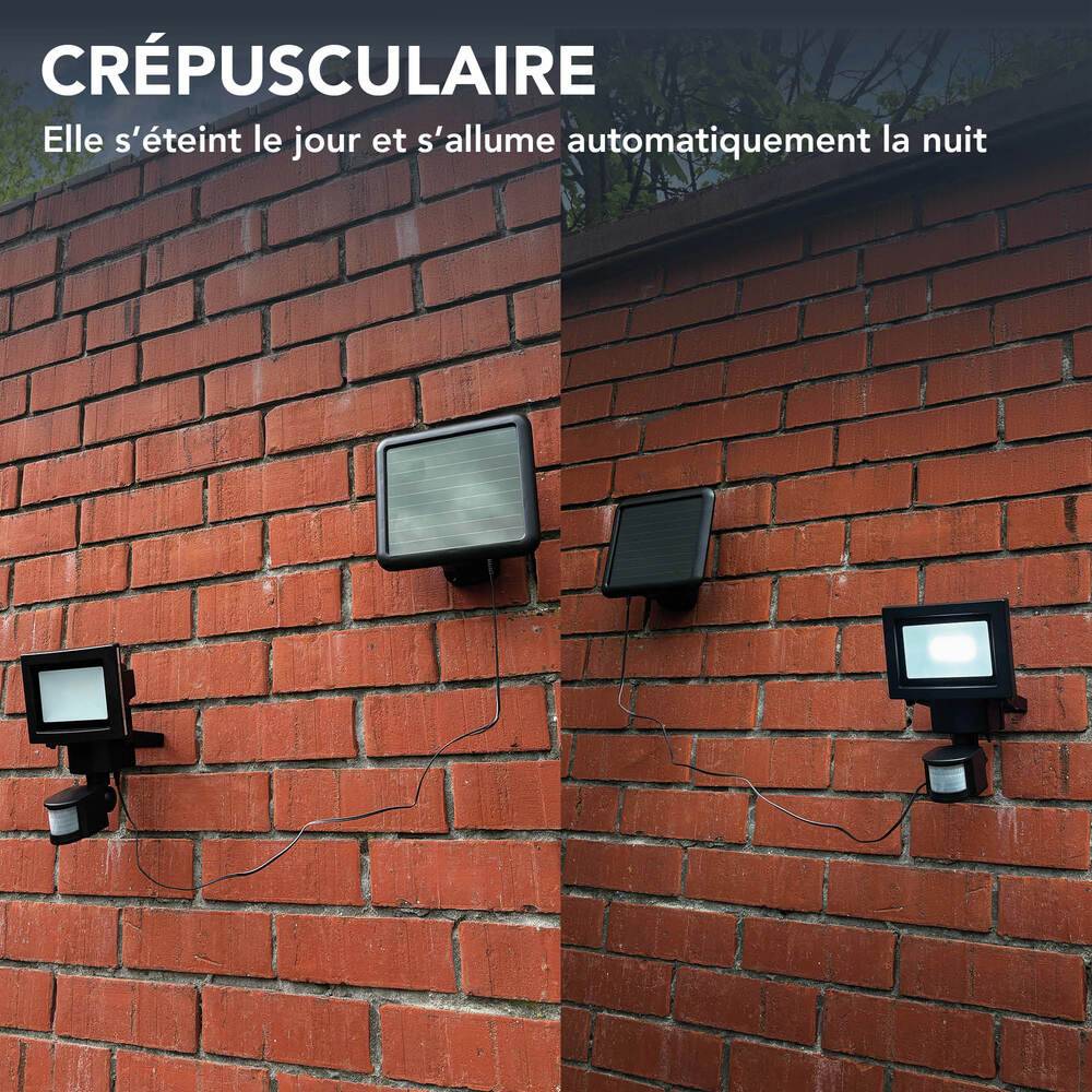 Projecteur Solaire LED Noir 7.5W 630lm IP44 6900K blanc-froid détecteur de mouvement Inter 3 positions On/Off/Auto-4