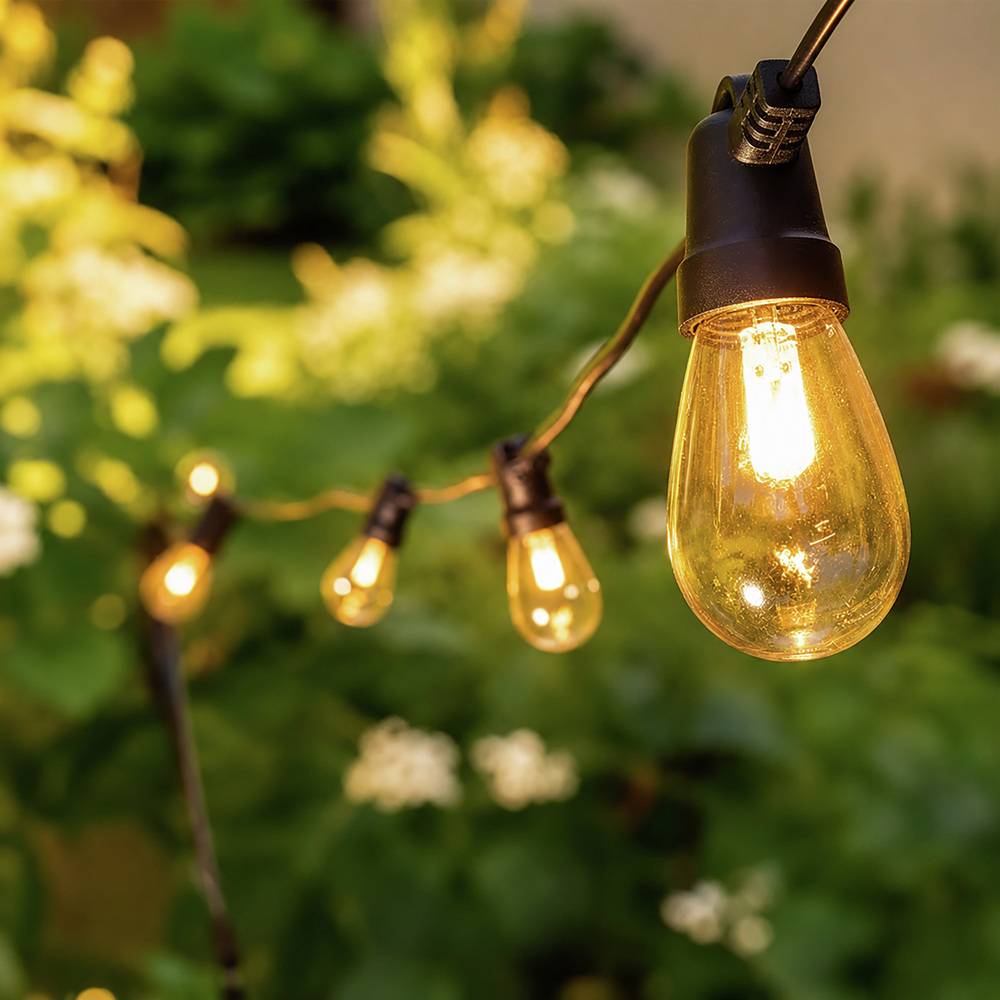 Guirlande Guinguette Solaire LED 84m 12 ampoules remplaçables G4 12 x 38lm 3000K IP44 crépusculaire-1