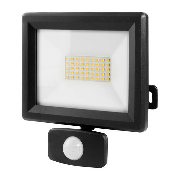 Projecteur LED Noir 30W 3300lm IP65 4000K  détecteur de mouvement 3 réglages  fixation orientable 3D