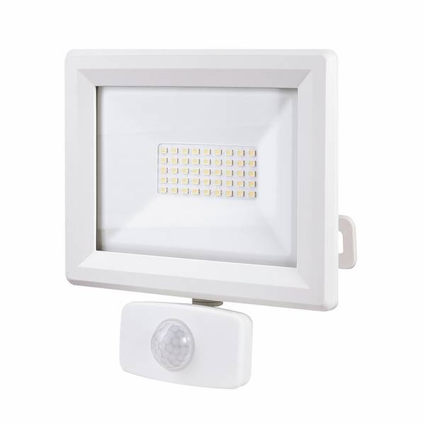 Projecteur LED Blanc 30W 3300lmIP65 4000K  détecteur de mouvement 3 réglages  fixation orientable 3D