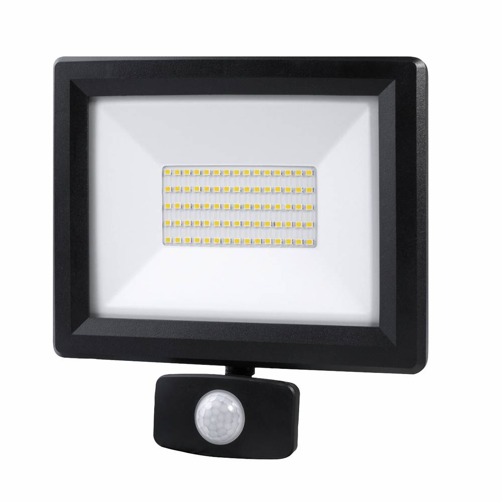 Projecteur LED Noir 50W 5500lm IP65 4000K détecteur de mouvement 3 réglages fixation orientable 3D-0