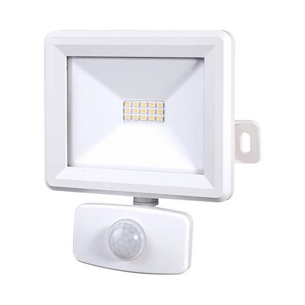Projecteur LED Blanc 10W 940lm IP65 4000K  détecteur de mouvement 3 réglages  fixation orientable 3D