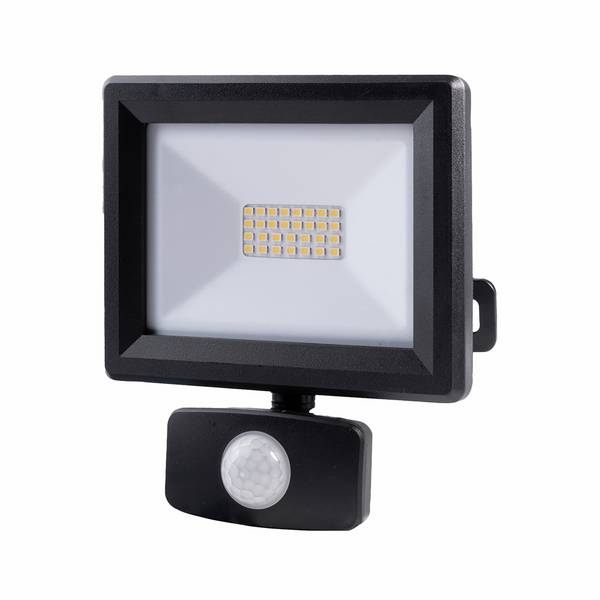 Projecteur LED Noir 20W 1880lm IP65 4000K  détecteur de mouvement 3 réglages  fixation orientable 3D