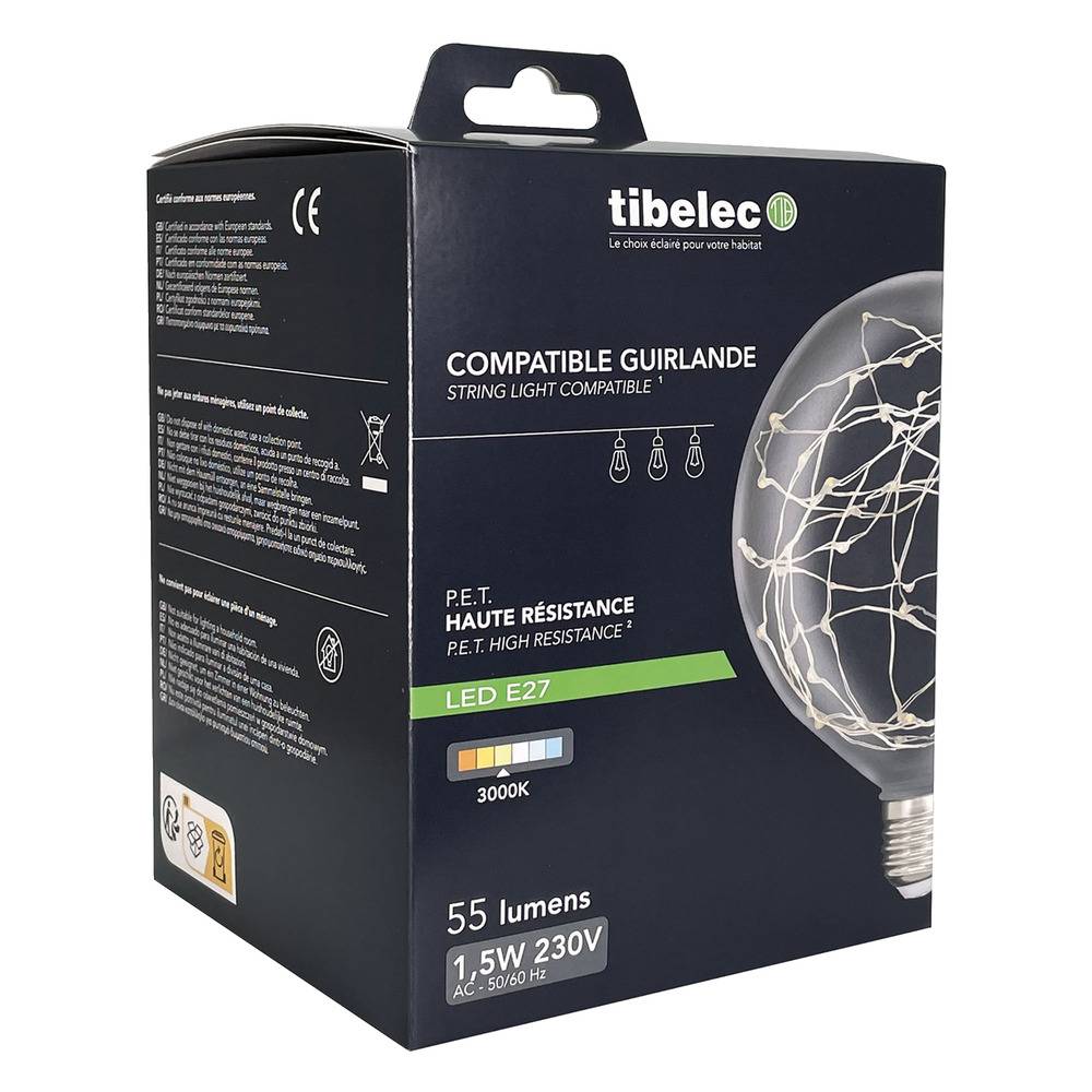 Ampoule LED Globe E27 Diam. 120mm 1.5W 55lm 3000K plastique haute résistance conçue pour l'extérieur-3
