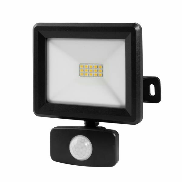 Projecteur LED Noir 10W 940lm IP65 4000K  détecteur de mouvement 3 réglages  fixation orientable 3D