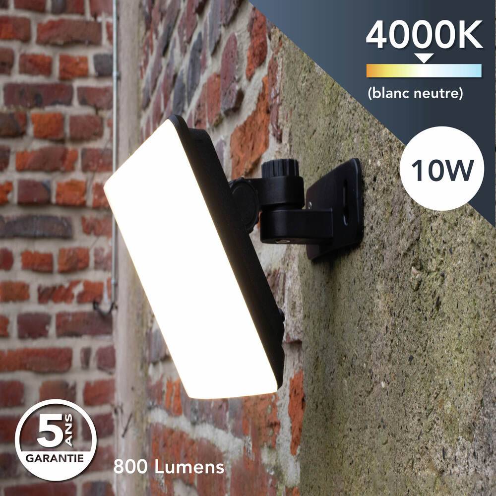 Projecteur LED Blanc 10W 800lm IP65 4000K éclairage écran fixation orientable Gar. 5 ans-2