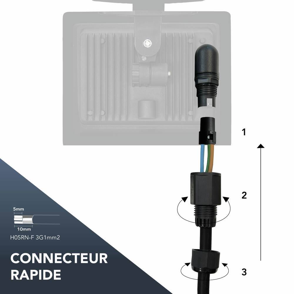 Projecteur LED Blanc 10W 800lm IP65 4000K éclairage écran fixation orientable Gar. 5 ans-3