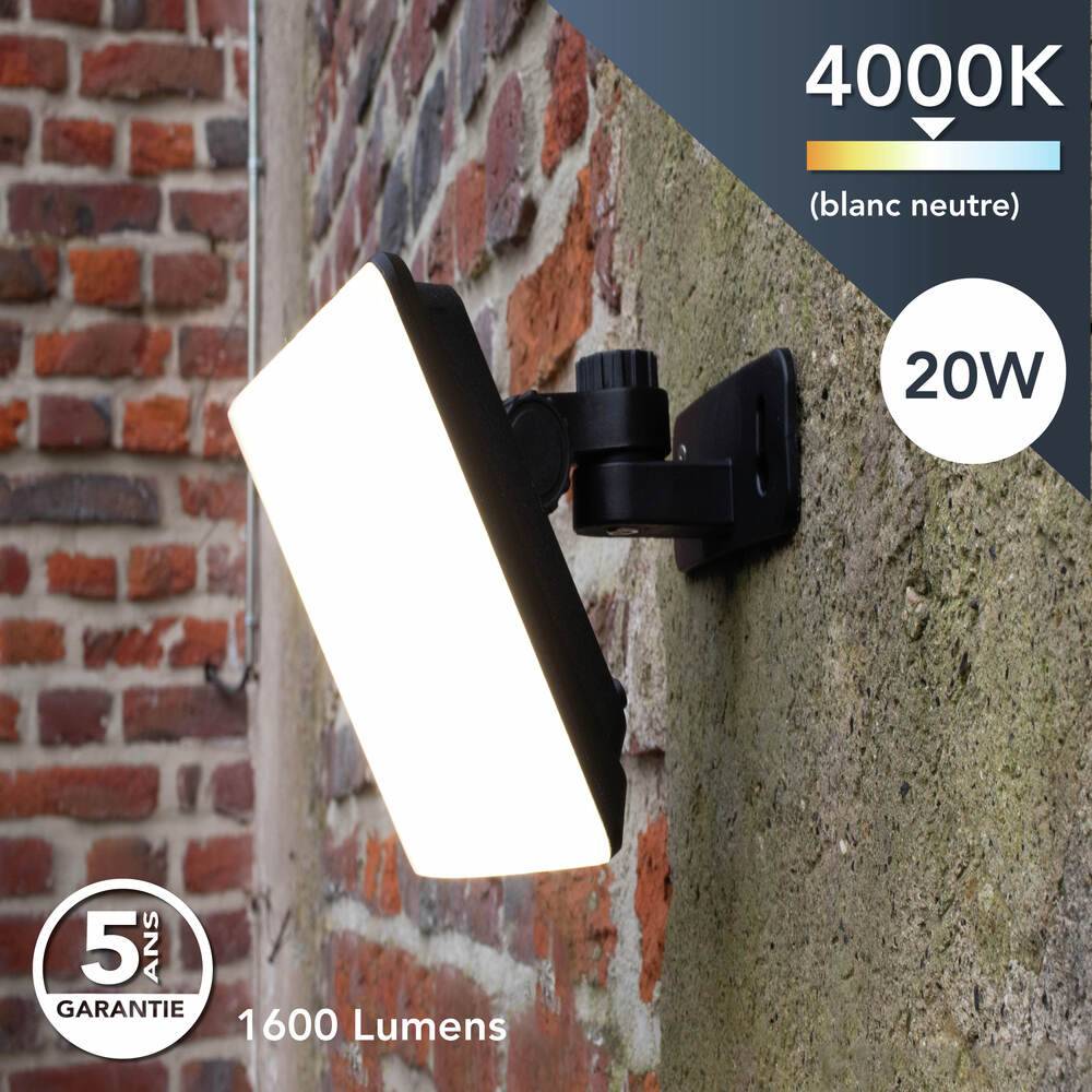 Projecteur LED Blanc 20W 1690lm IP65 4000K éclairage écran fixation orientable Gar. 5 ans-3