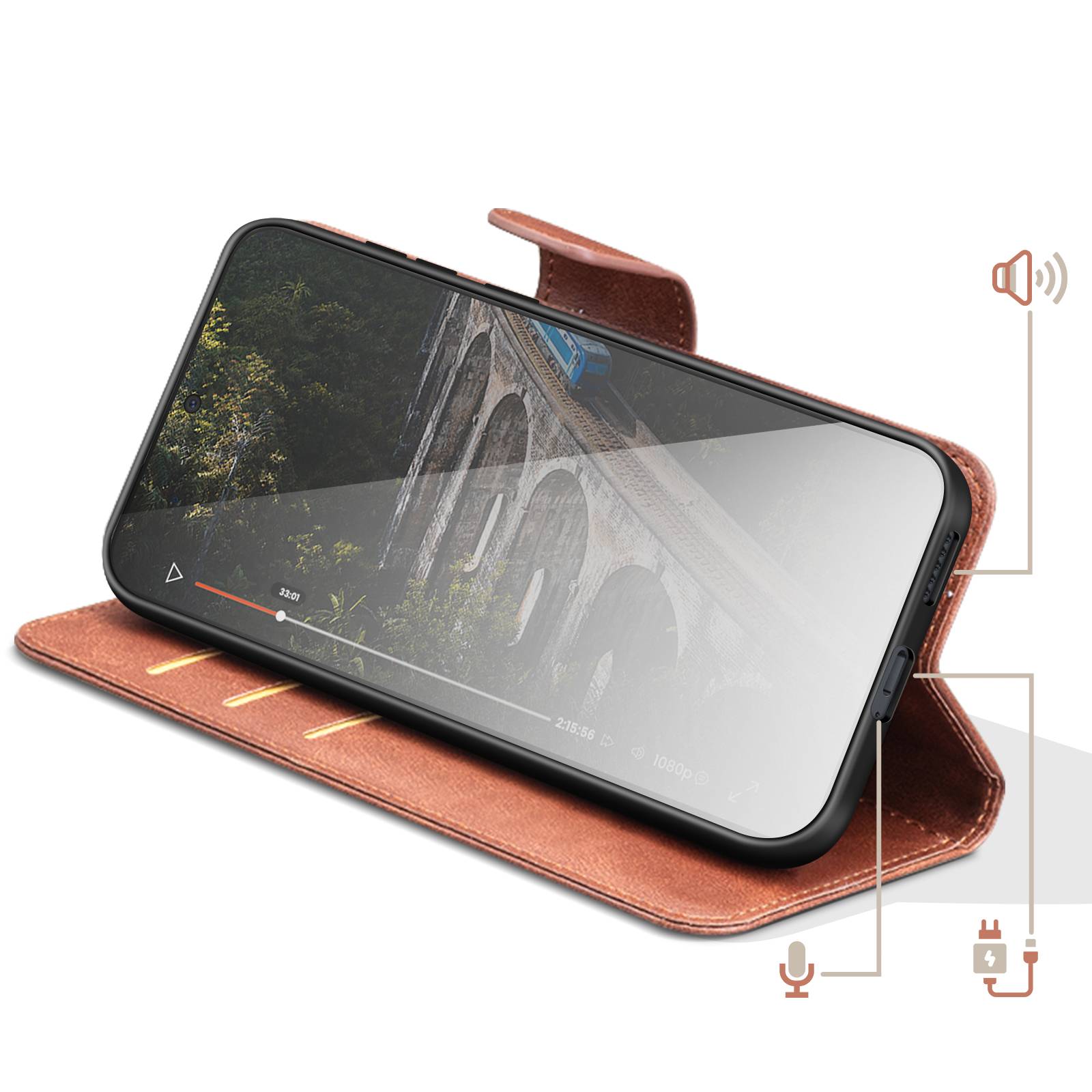 Étui Portefeuille pour Honor Magic 8 Lite Style Rétro avec Support-2