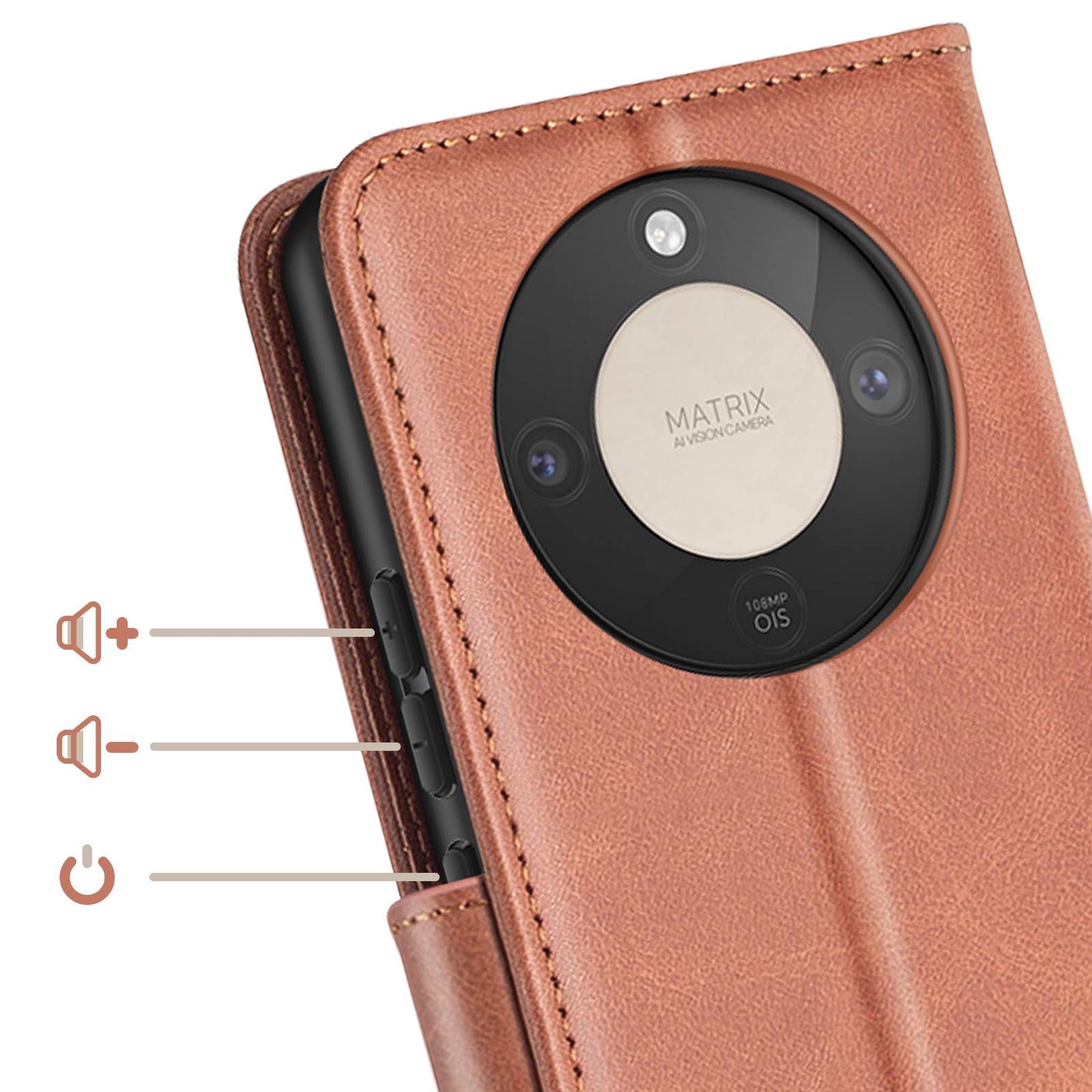 Étui Portefeuille pour Honor Magic 8 Lite Style Rétro avec Support-3