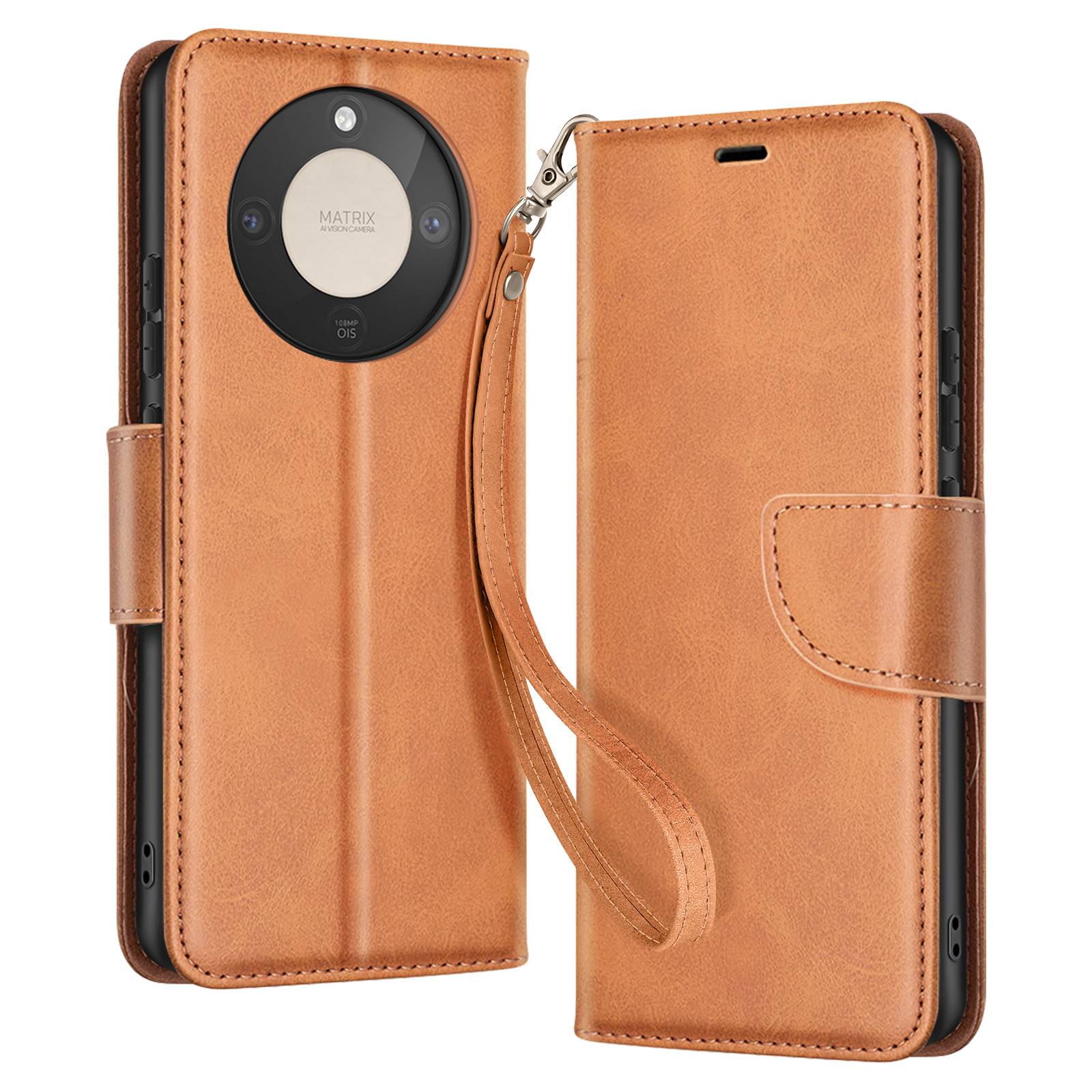 Étui Portefeuille pour Honor Magic 8 Lite Style Rétro avec Support-0
